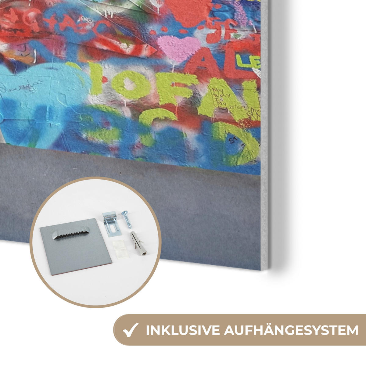 AKUSTIKBILD Graffiti - Junge - Ilussie - Straßenkunst Kunstdruck Schlafzimmer 50x70 cm - Hellgrau, Kunststoff (50/70/0.9cm) - MuchoWow