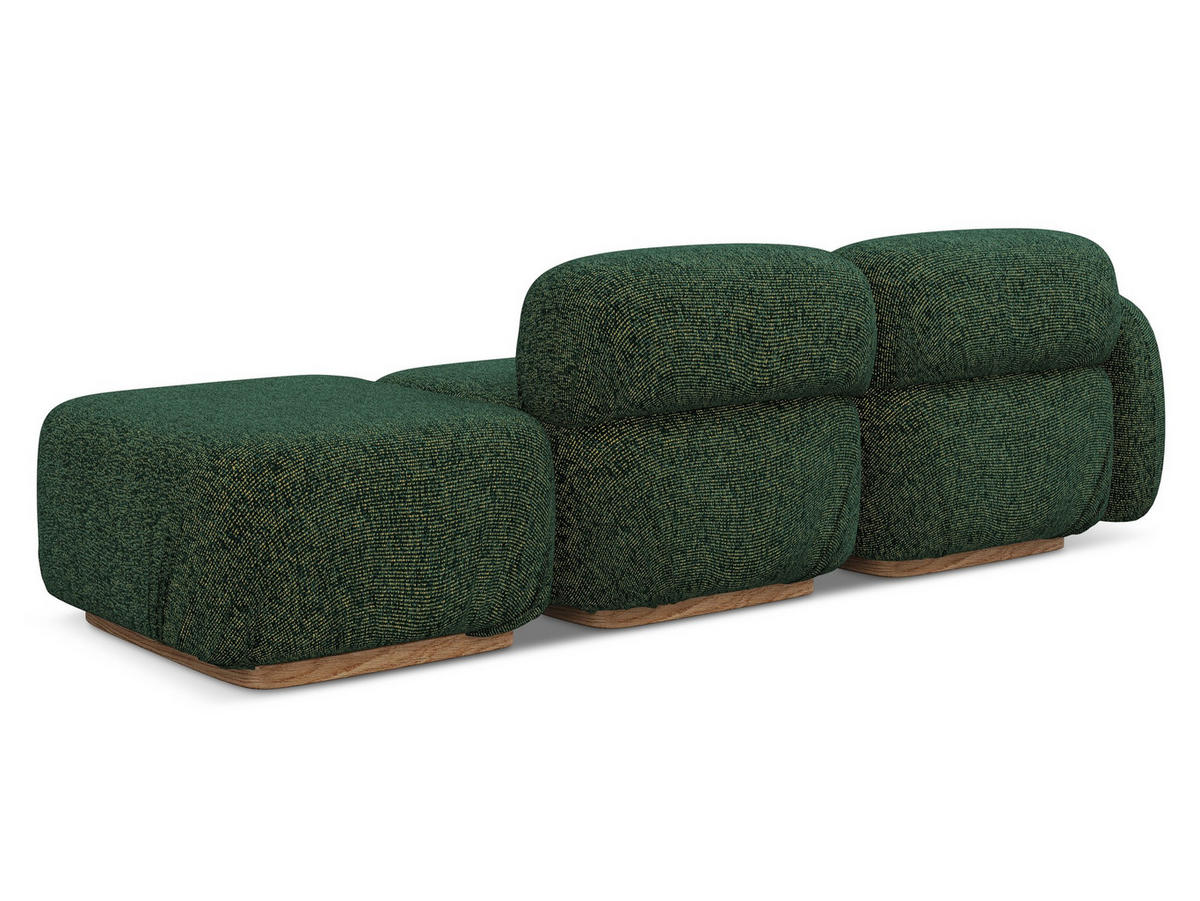 3-SITZER SOFA Rechts Strukturstoff Stoff Grün - Braun/Grün, Holz/Textil (258/73/95cm) - Makamii