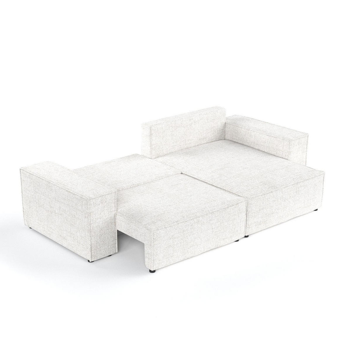 ECKSOFA SENSO mit Schlaffunktion Creme im Neve Stoff - Creme/Schwarz, Holz/Holzwerkstoff (255/148cm) - AltaBeds