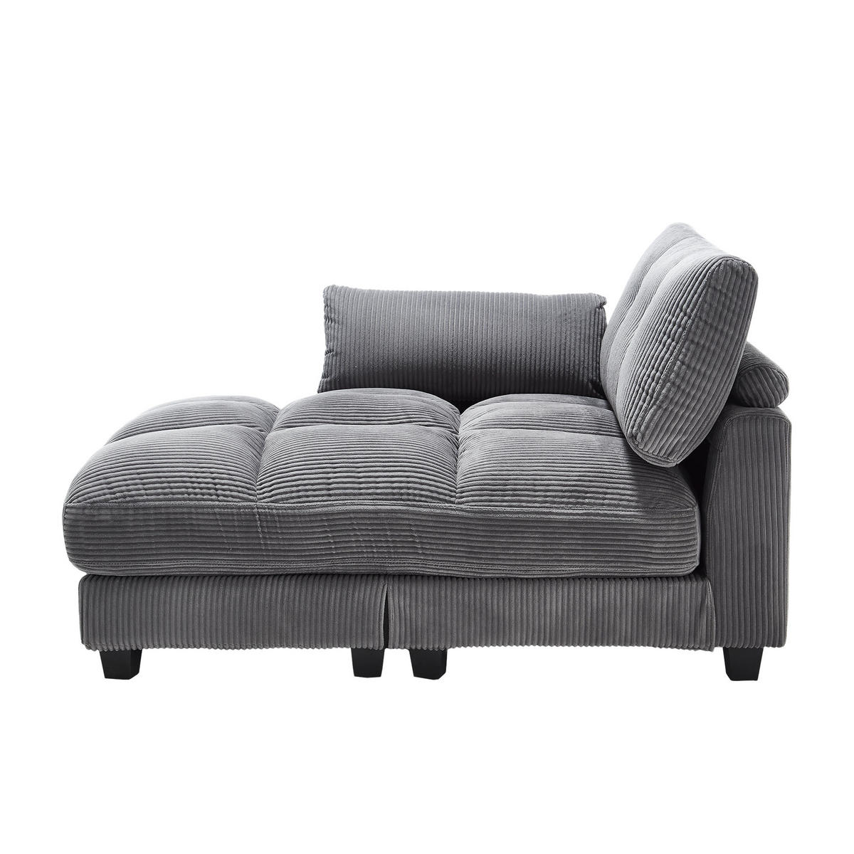 SESSEL 1-Sitzer in Grau aus Cord 140/112/81 cm mit USB - Schwarz/Grau, Holzwerkstoff/Kunststoff (112/81/140cm) - CHICFURN