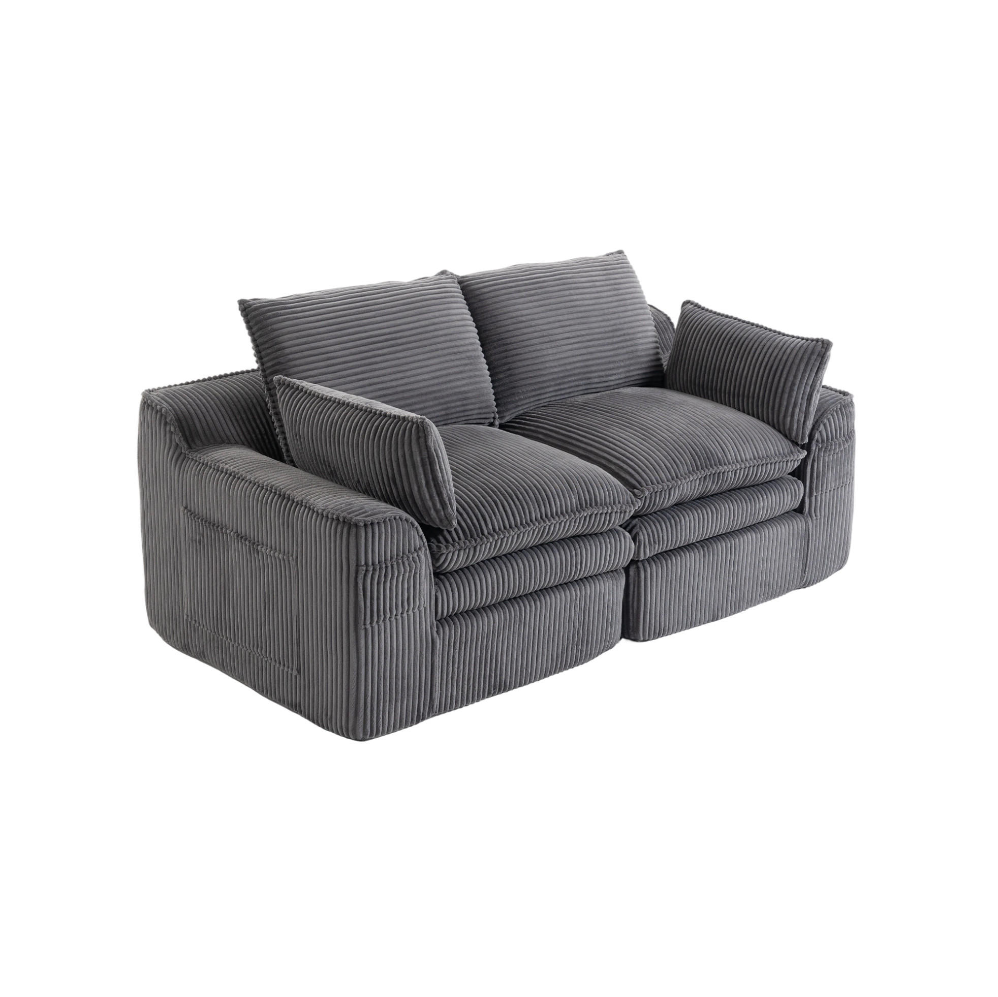 SOFA 2-Sitzer mit Seitentaschen 191 x 94 x 85 cm Cord Dark Gray - Dunkelgrau, Kunststoff (94/85/191cm) - Meubliv