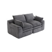SOFA 2-Sitzer mit Seitentaschen 191 x 94 x 85 cm Cord Dark Gray - Dunkelgrau, Kunststoff (94/85/191cm) - Meubliv