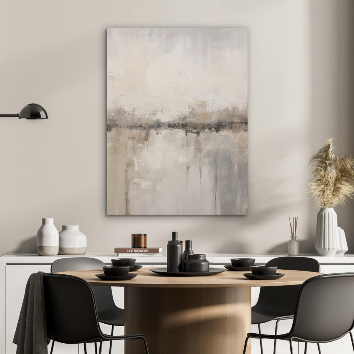 AKUSTIKPANEEL Moderne Kunst - Abstrakt - Beige 60x80 cm - Beige, Textil (60/0.9/80cm) - MuchoWow