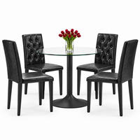 TISCH- UND STUHLSET mit Glastisch 85 cm Schwarz/Transparent 5-tlg. - Schwarz, Metall (85/76/85cm) - Meubliv