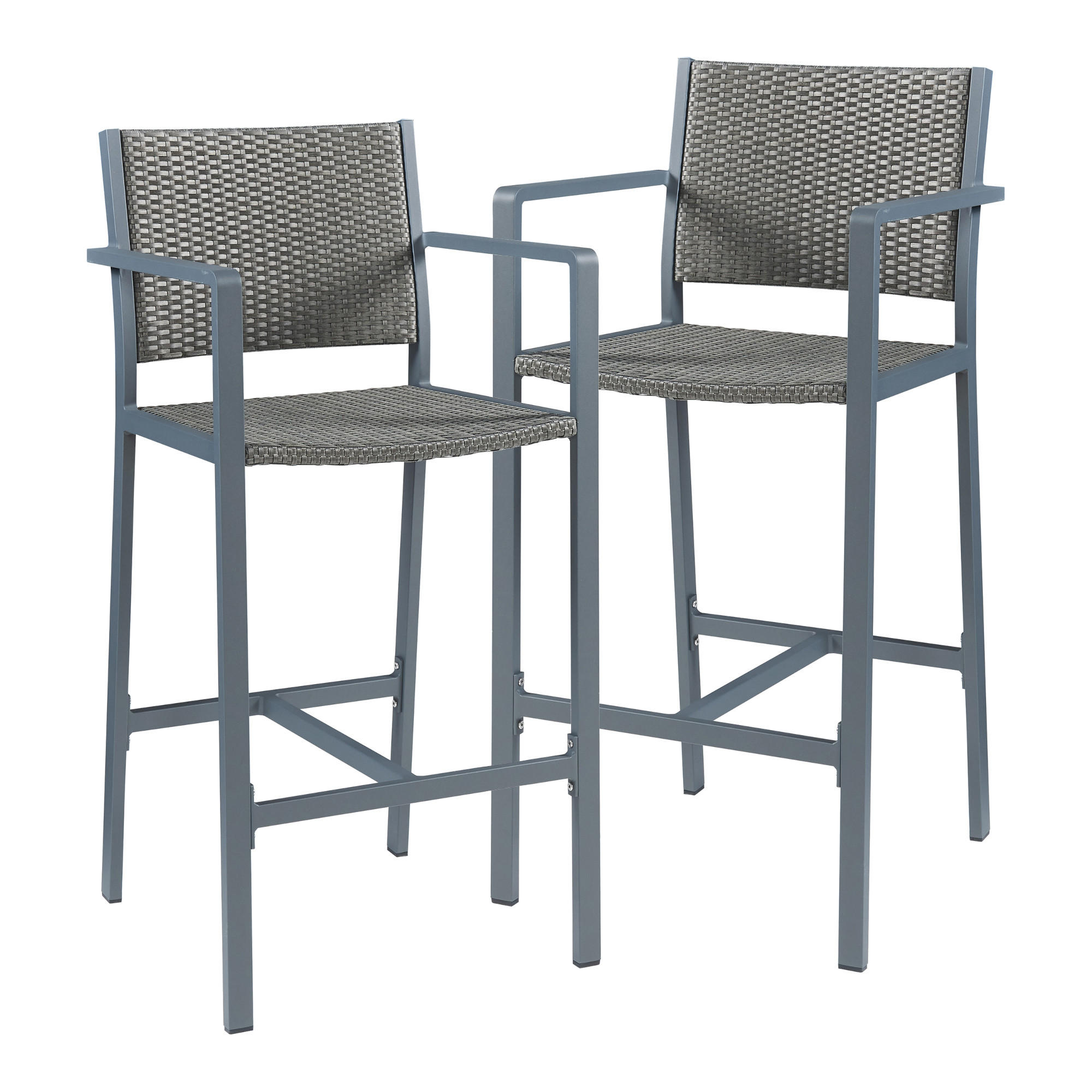 OUTDOOR-BARSTUHL-SET 2 TLG. Avise - Dunkelgrau/Anthrazit, Metall (56/113/55.5cm) - casa.pro