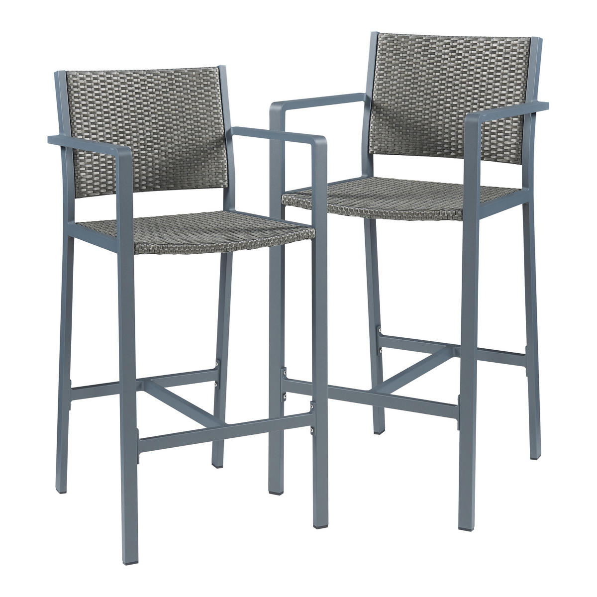 OUTDOOR-BARSTUHL-SET 2 TLG. Avise - Dunkelgrau/Anthrazit, Metall (56/113/55.5cm) - casa.pro