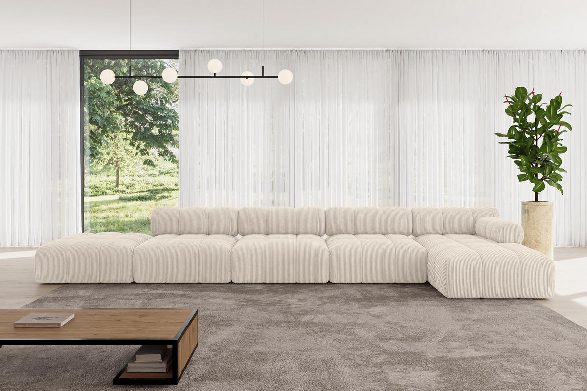 ECKSOFA modulares Sofa Lizur-L3 - 475x160x70 cm Beige Cord - Beige, Holzwerkstoff/Textil (475/160cm) - ALTDECOR