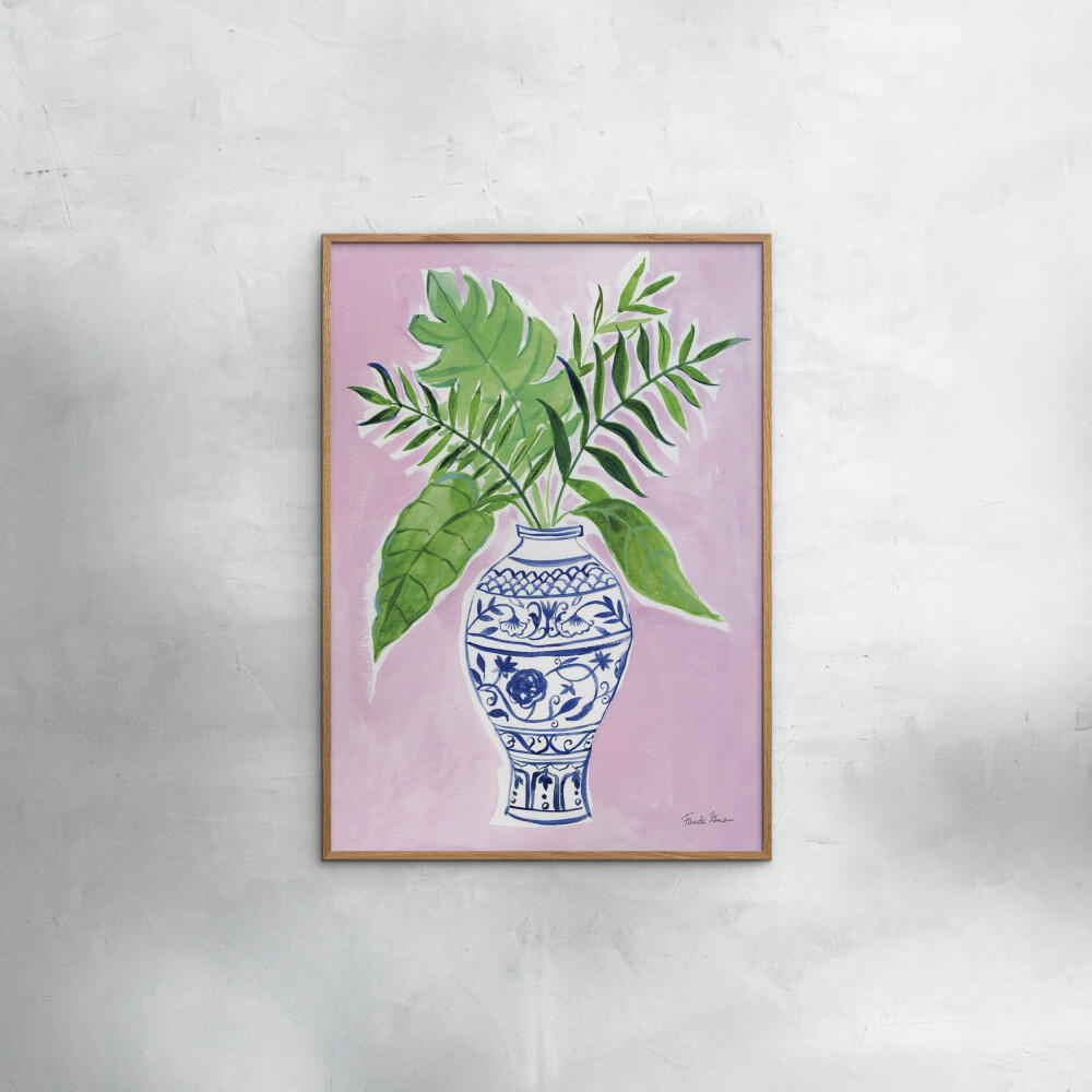POSTER mit Rahmen Wild Apple - Elegant Chinoiserie I - Eichefarben/Grün, Holz/Papier (30/40cm) - Poster&Frame