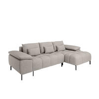 ECKSCHLAFSOFA 4-Sitzer DOLUS – Modernes Ecksofa mit Schlaffunktion Rechts montierbar, Hellgrau - Hellgrau, Holz (141/277cm) - Panda Möbel