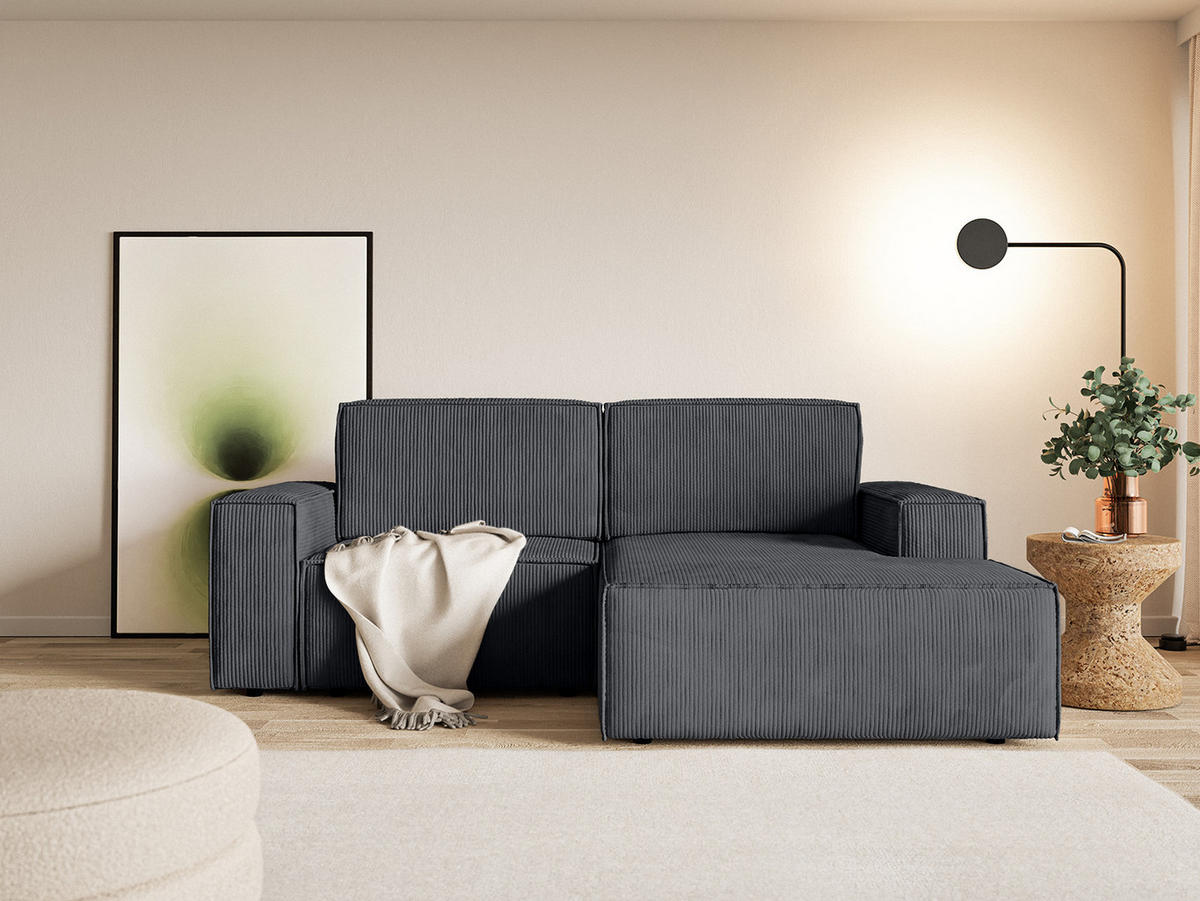 ECKSOFA KOKKO MINI mit Schlaffunktion, Anthrazit - Anthrazit, Textil (240/167cm) - Fedve