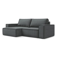 ECKSOFA mit Schlaffunktion Strukturstoff Stoff Grau - Schwarz/Grau, Kunststoff/Textil (148/257cm) - Makamii