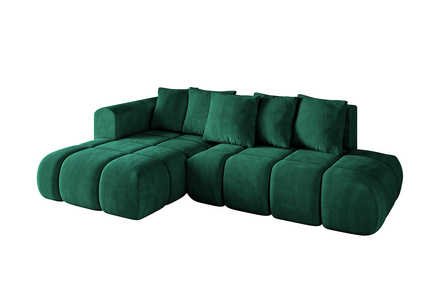 ECKSOFA Ottomane Links CLOUD-L-v1 289x180x40 Dunkelgrün Velours - Dunkelgrün, Holzwerkstoff/Kunststoff (180/289cm) - ALTDECOR