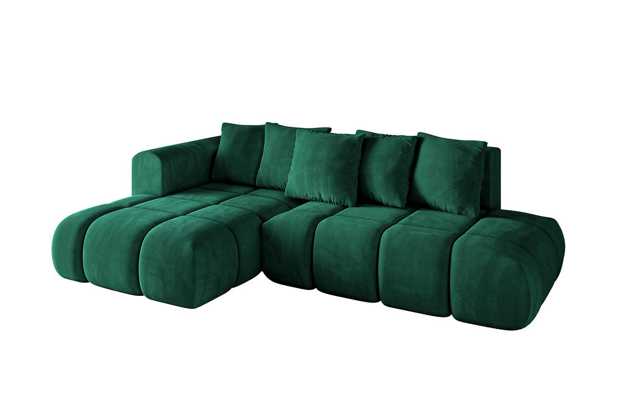 ECKSOFA Ottomane Links CLOUD-L-v1 289x180x40 Dunkelgrün Velours - Dunkelgrün, Holzwerkstoff/Kunststoff (180/289cm) - ALTDECOR