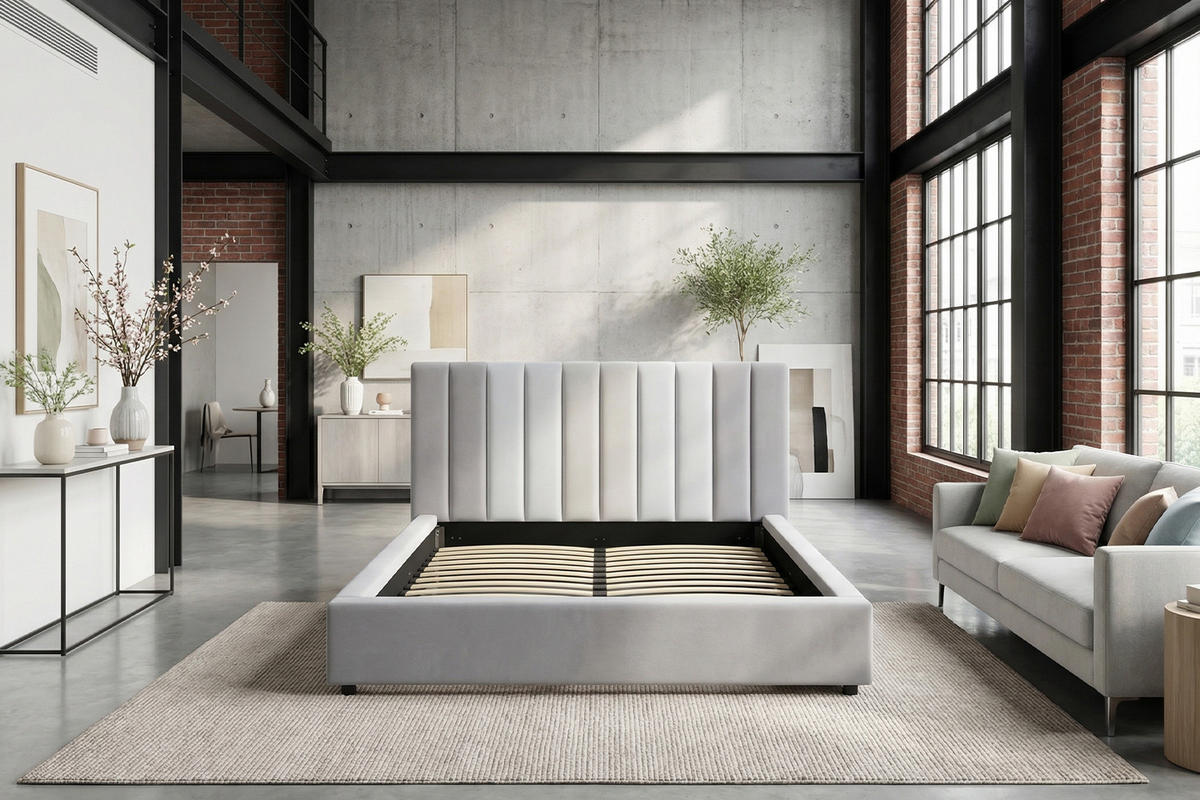 POLSTERBETT CATTURA Grau Velvet - Grau, Textil (180/200cm) - KAWOLA