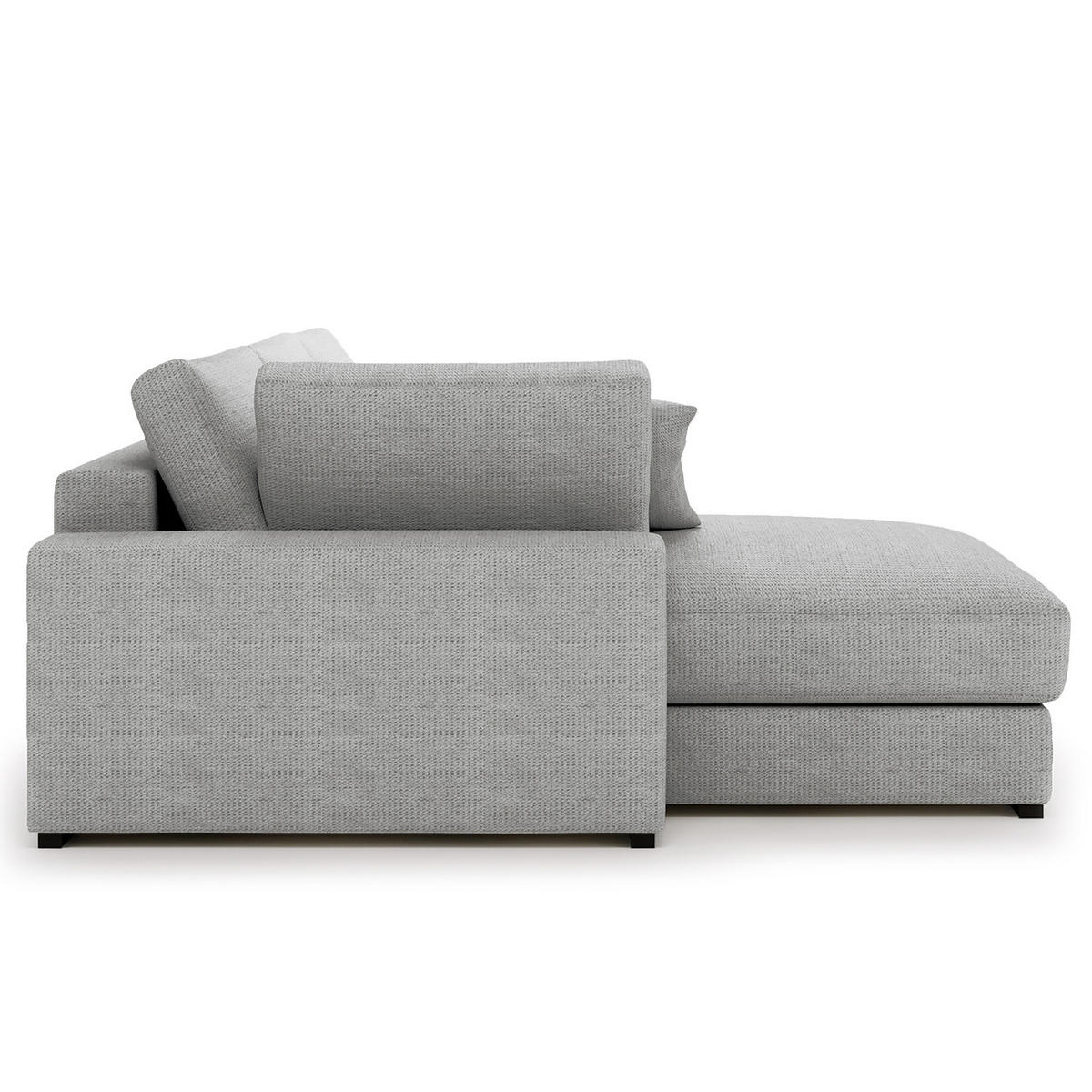 ECKSOFA mit Longchair - Silberfarben/Schwarz, Kunststoff/Textil (340/205cm) - home24