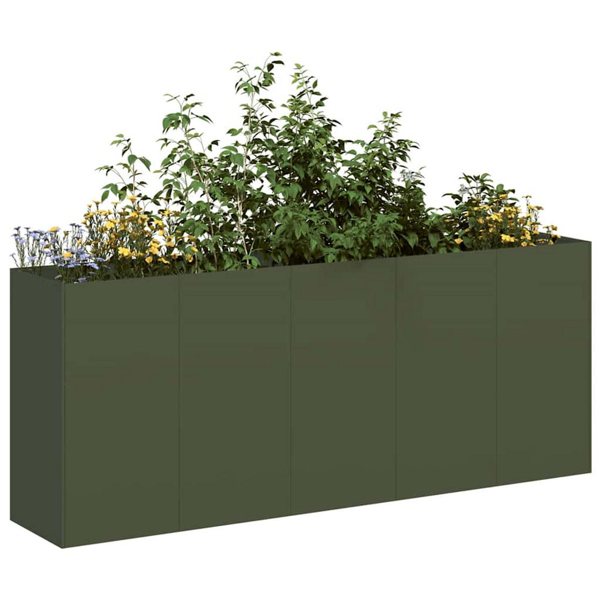 PFLANZKÜBEL Olivgrün 200/40/80 Cm Kaltgewalzter Stahl - Olivgrün, Metall (40/80/200cm) - vidaXL