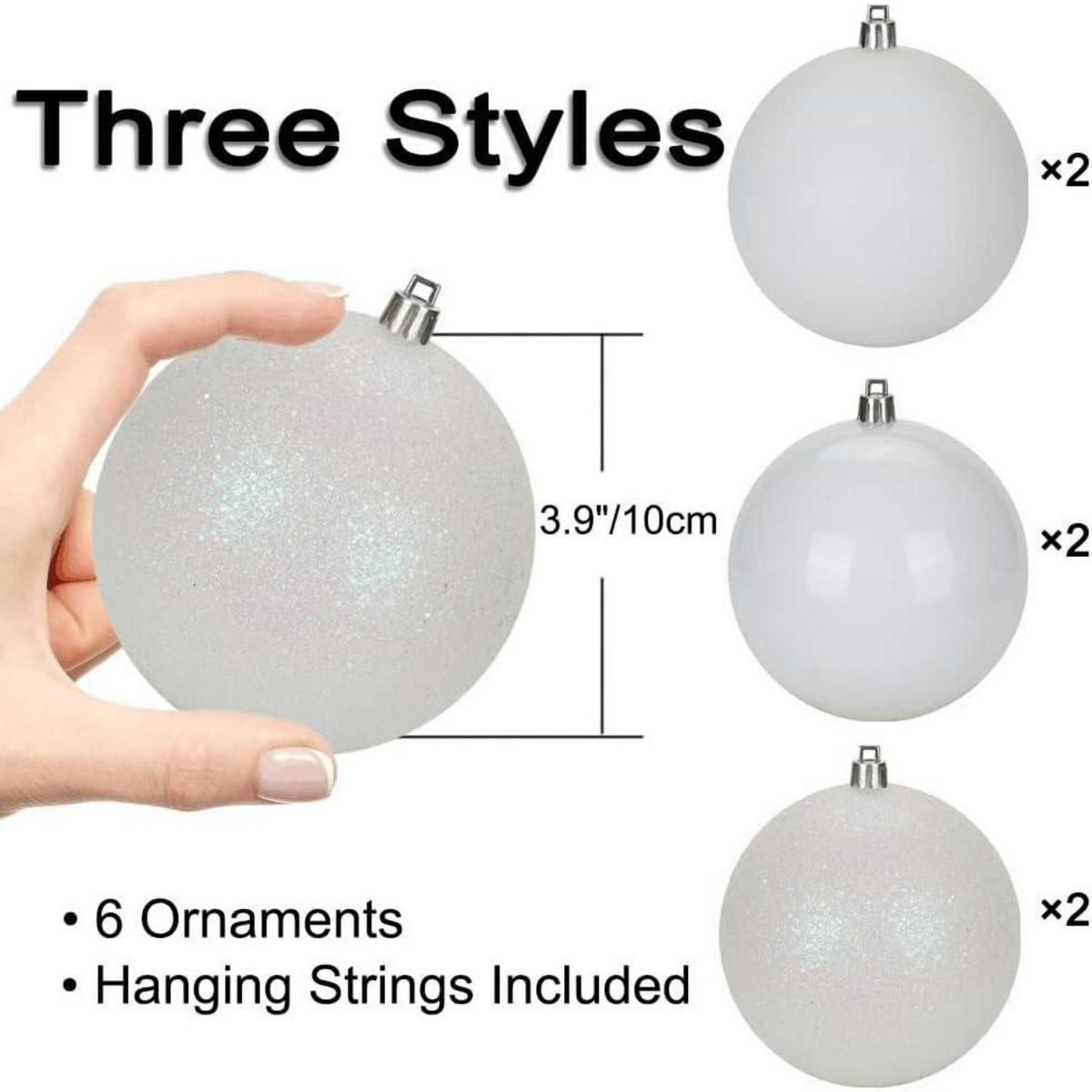WEIHNACHTSKUGELN 6-teiliges Set 10 cm Perlweiß Bruchsicher - Weiß, Kunststoff (10/10/10cm)