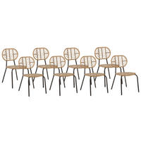 GARTENSTUHL 8er-Set PE Rattan natürlich Pratello - Naturfarben, Kunststoff (48/86/57cm) - Beliani