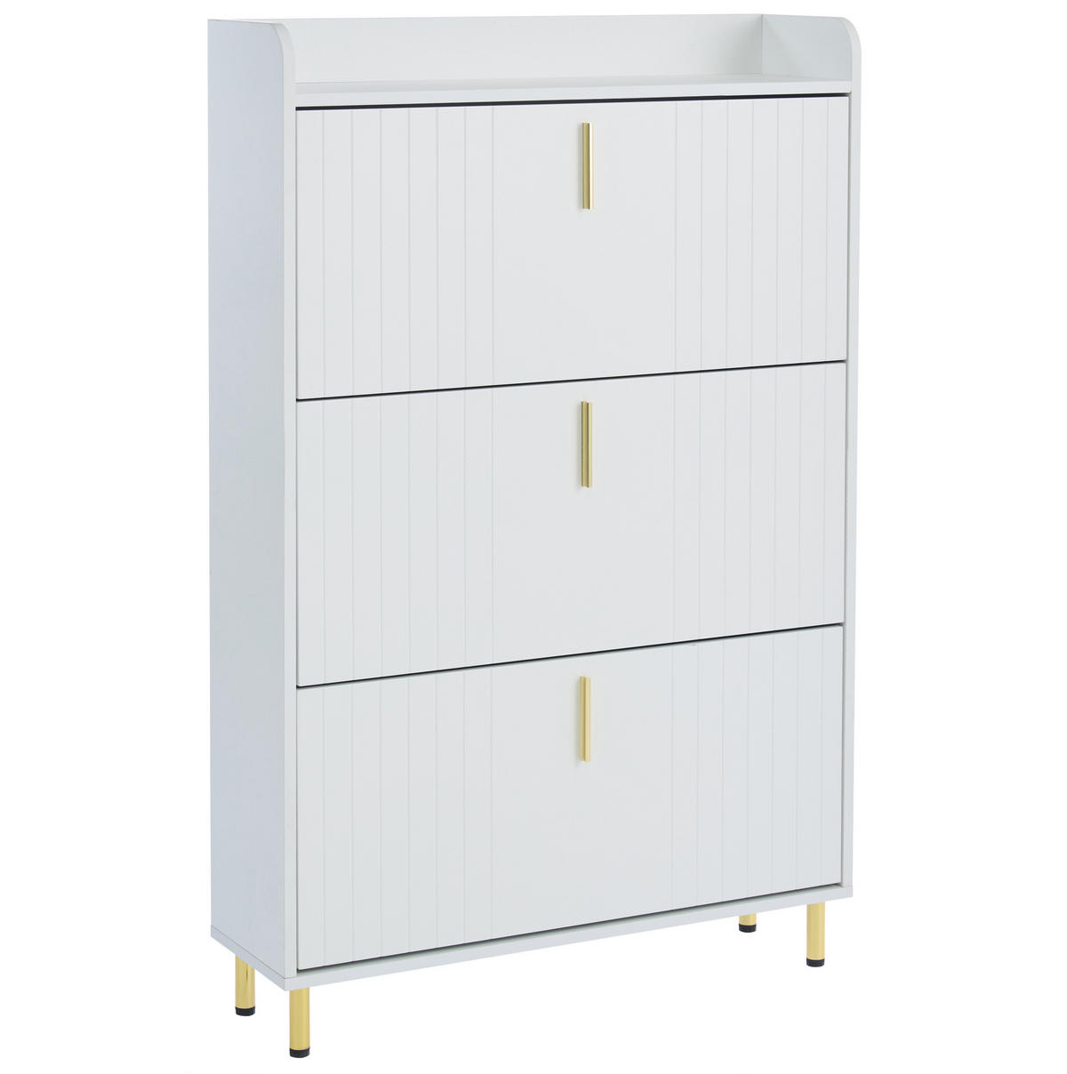 SCHUHSCHRANK mit 3 Klappen 80 x 23 x 123,5 cm MDF Weiß - Weiß, Holzwerkstoff (23.5/123.5/80cm) - Beauniv
