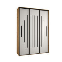 SCHWEBETÜRENSCHRANK 235,2/180/45 3-türig - Schwarz/Weiß, Holz/Metall (180/235/45cm) - Abiks Möbel