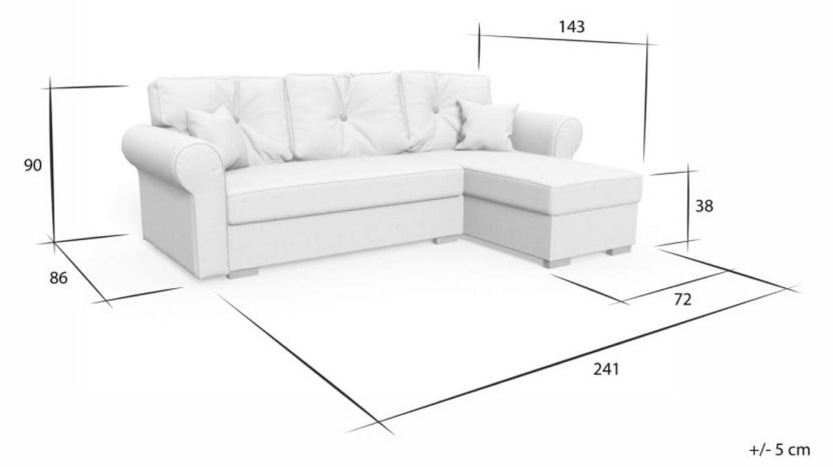 ECKSOFA Grau LION Mit Schlaffunktion Rechts - Grau, Textil (238/85cm) - Sepro Meble