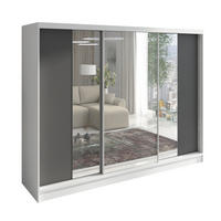 SCHWEBETÜRENSCHRANK 200 CM VIDA Farbe: Weiß, Graphit - Graphitfarben/Weiß, Holzwerkstoff (200/215/60cm) - A&J MöbelLand