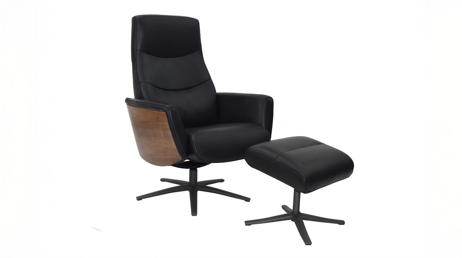 RELAXSESSEL VANITAS Schwarz Leder Relaxfunktion - Schwarz, Leder/Metall (75/108/86cm) - KAWOLA