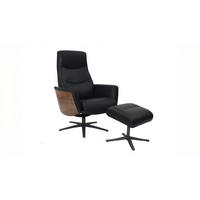 RELAXSESSEL VANITAS Schwarz Leder Relaxfunktion - Schwarz, Leder/Metall (75/108/86cm) - KAWOLA