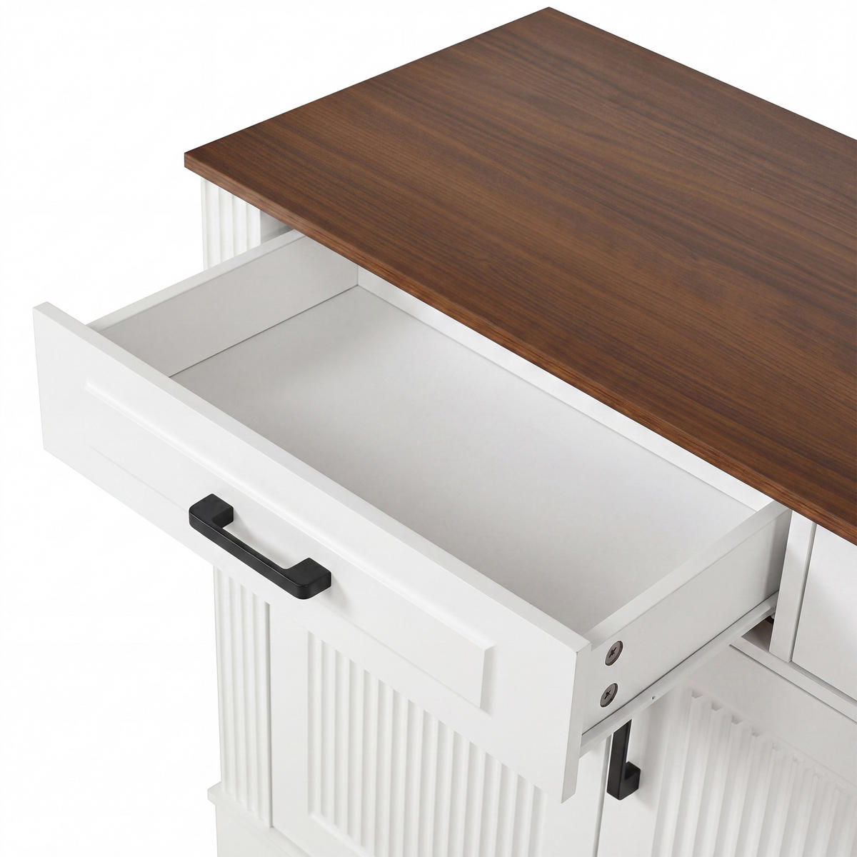 SIDEBOARD 3D Front 4 Türen 3 Schubladen MDF - Weiß, Holzwerkstoff (160/75/40cm) - FLIEKS