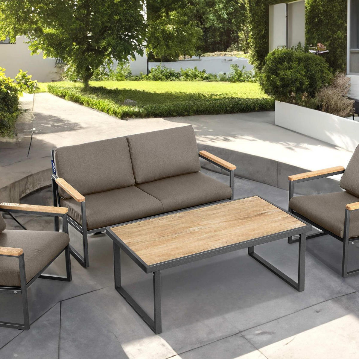 GARTENTISCH TRIBO ,Anthrazit - Anthrazit, Holz/Metall (65/118/45cm) - KONSIMO®