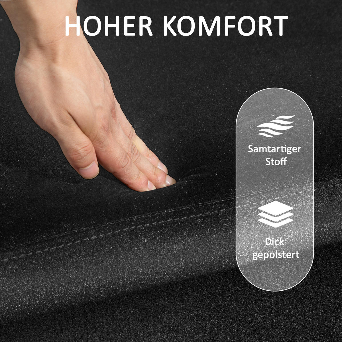 GEPOLSTERTE Sitzbank mit Stauraum, Metall, Kautschukholz, Schaumstoff Schwarz - Schwarz, Textil (40/42/100cm) - HOMCOM