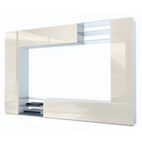 WOHNWAND Mirage Front in Creme Hochglanz - Creme, Holzwerkstoff (262/182.5/39cm) - Vladon