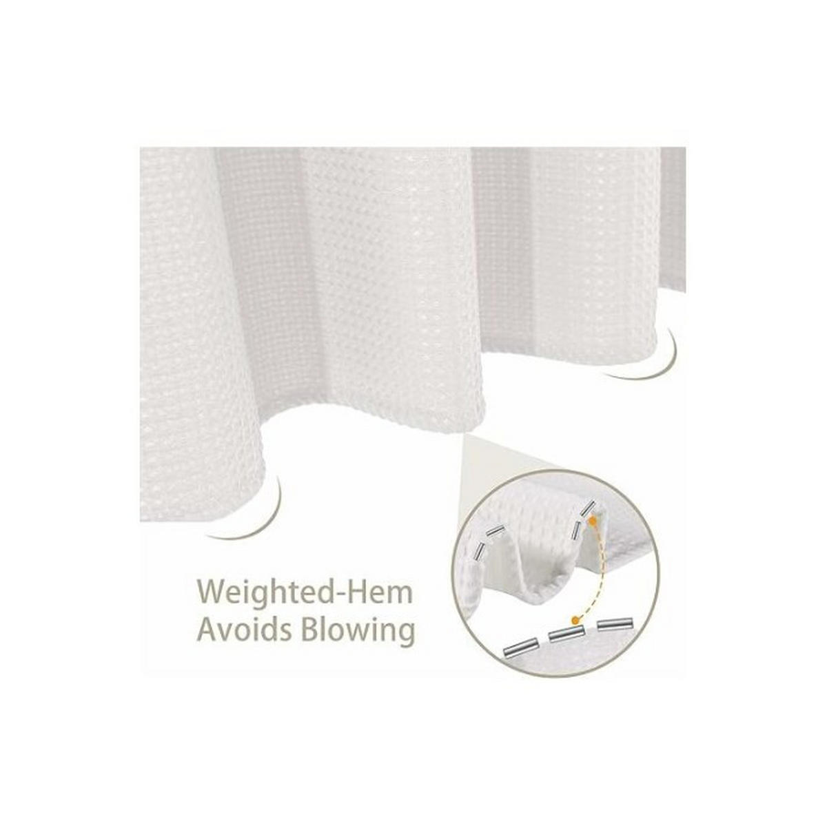 DUSCHVORHANG Weiß Waffelstruktur mit Ringen Badewanne schimmelresistent robust - Weiß, Textil (80/180cm) - MCBOSON