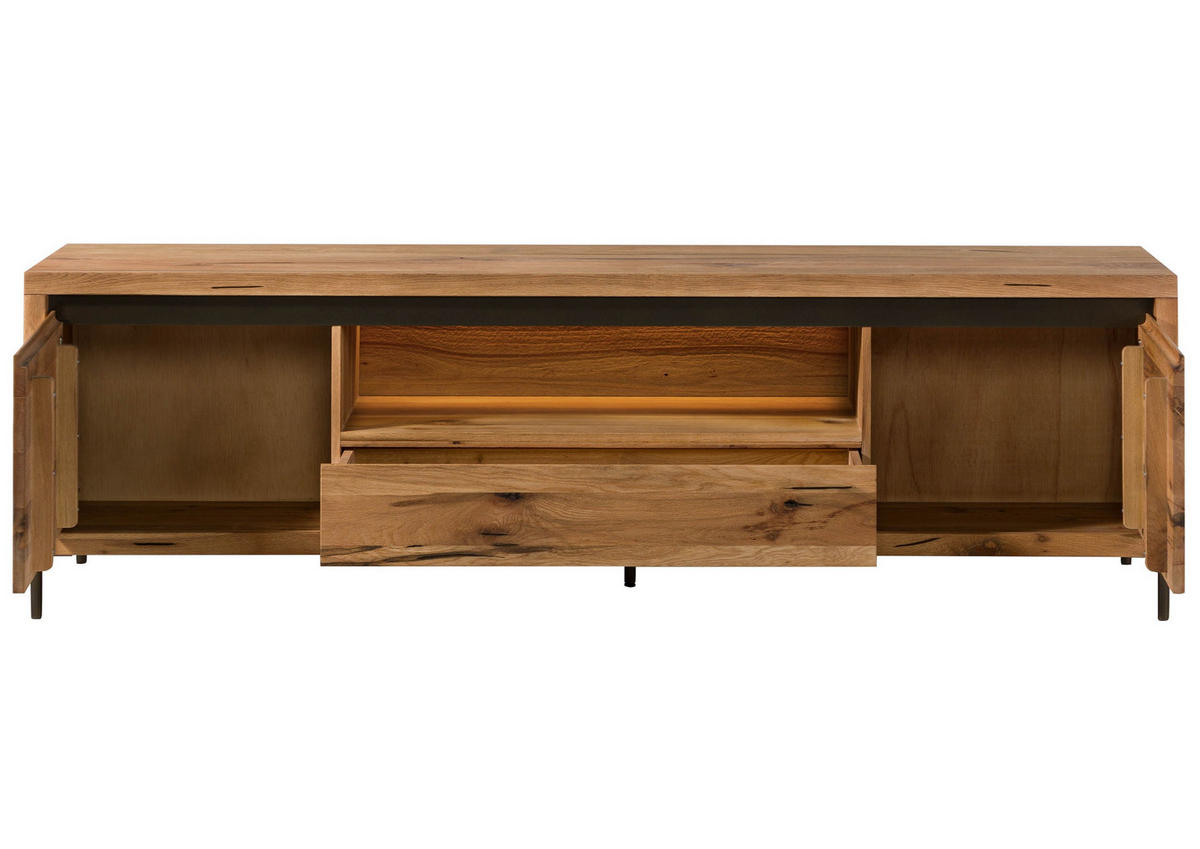 TV-BOARD Wild-/Zerreiche 202x47x60 natur geölt MONTREUX LUX #110 - Naturfarben, Holz (202/60/47cm) - Massivmoebel24