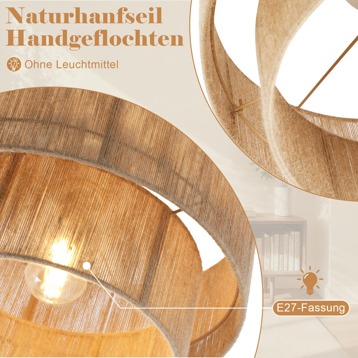 DECKENLEUCHTE Ceilume 40/40/27.5 cm - Braun, Textil (40/40/27.5cm) - ZMH