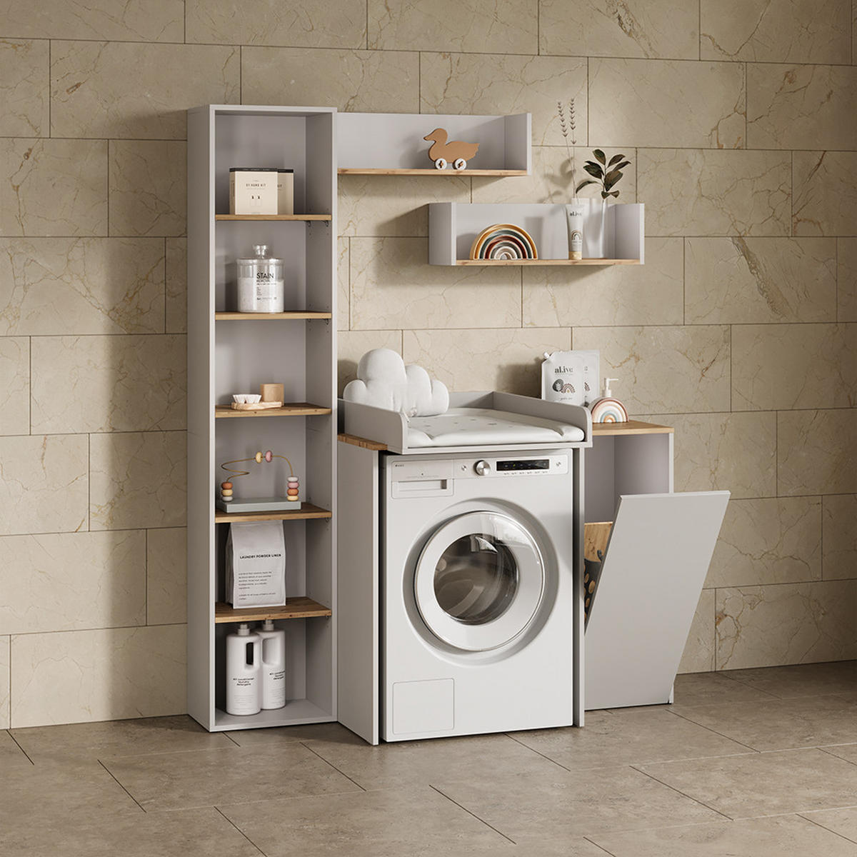 WANDREGAL Paolina Weiß/Artisan 67.8 x 20 cm - Weiß/Eiche Artisan, Holzwerkstoff (67.8/20/20cm) - Livinity®