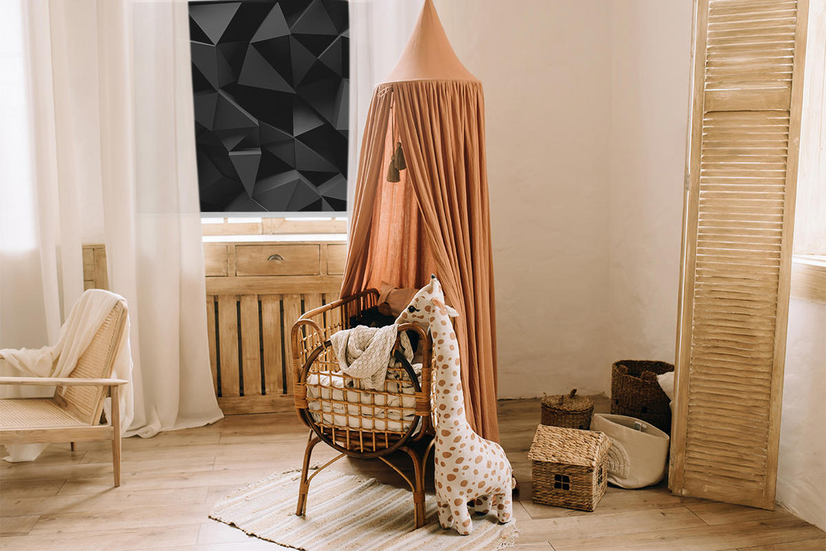 VERDUNKELUNGSROLLO 120x140 cm Schwarzes Origami - Schwarz, Textil (120/140cm) - TULUP