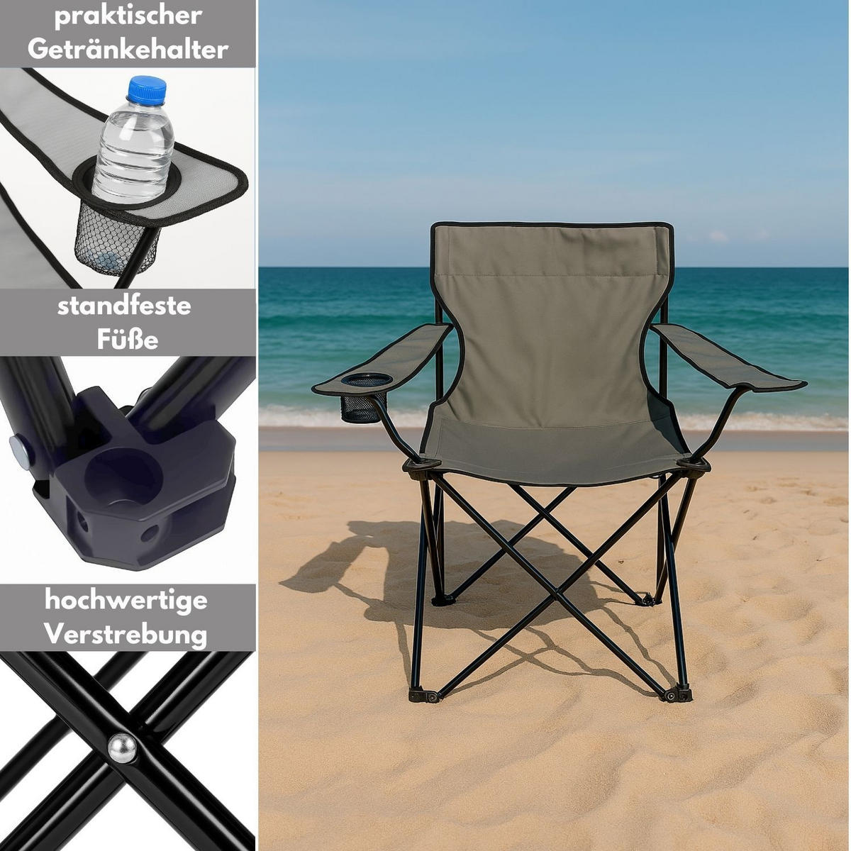 CAMPINGSTUHL FALTBAR in Grau - Grau, Metall (50/80/50cm) - Coemo