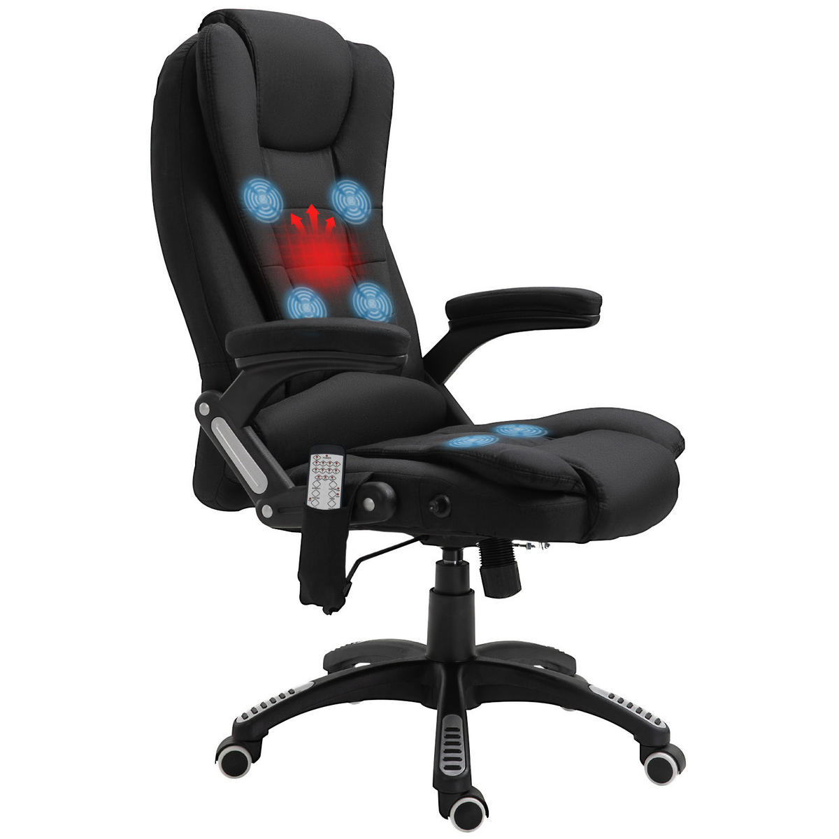 CHEFSESSEL DE-11823 mit Massage & Heizung Schwarz - Schwarz, Textil (72/120/68cm) - ComfortXL