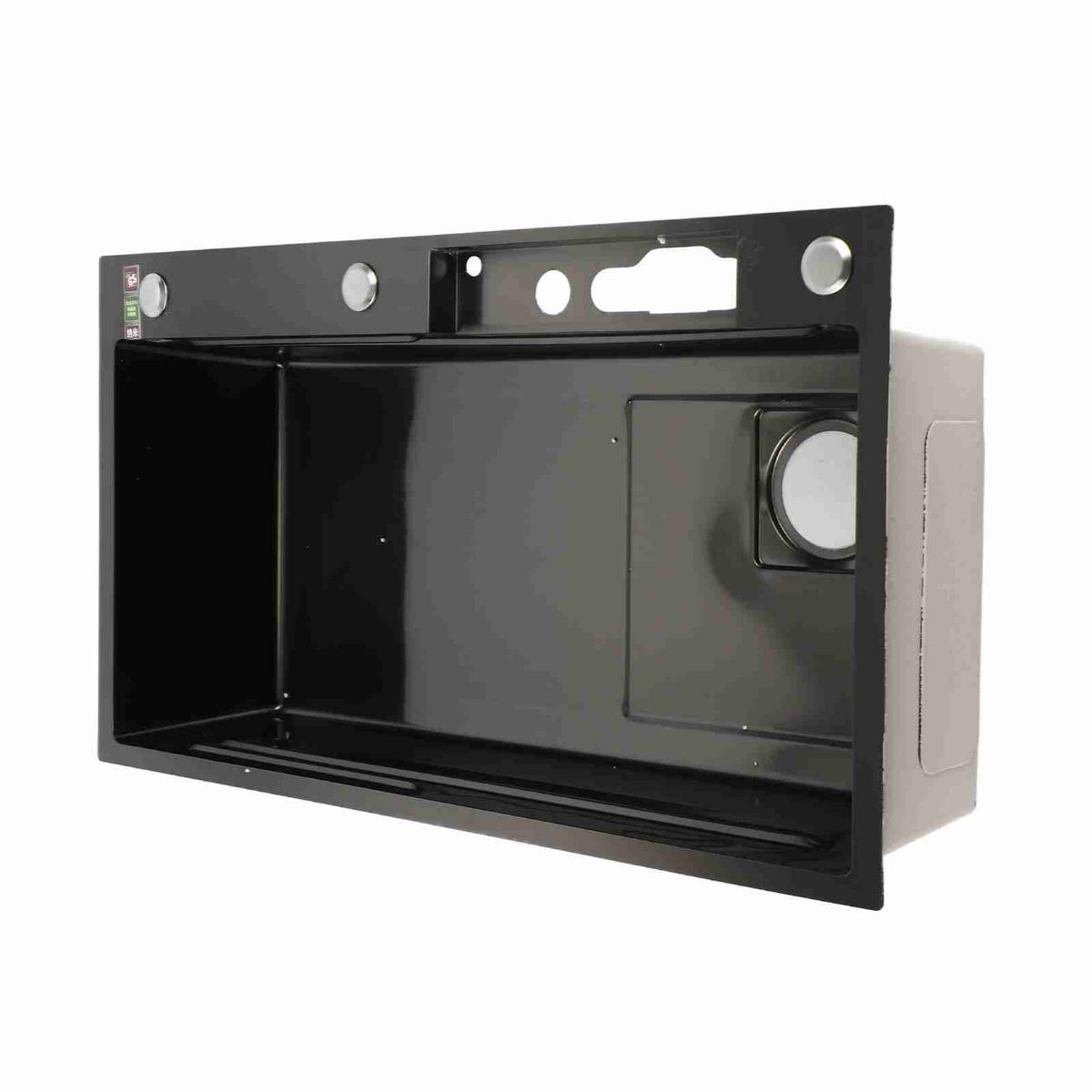 KÜCHENSPÜLE Edelstahl – Einbauspüle mit Digitalanzeige, gebürstet, extra dick, großes Spülbecken, modern - Schwarz, Metall (45/20/80cm) - Ej. Life