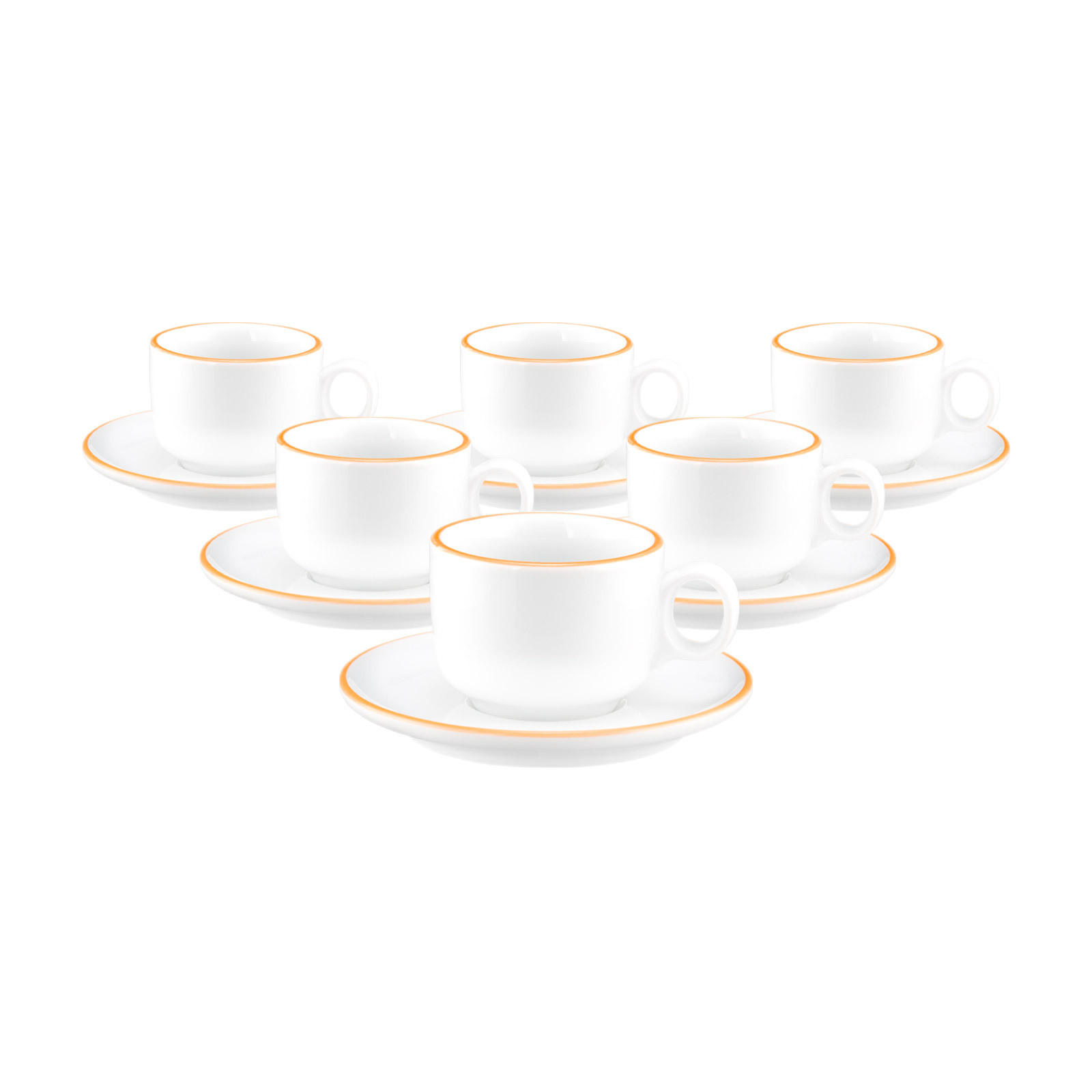 ESPRESSOTASSEN MIT UNTERTASSEN Sento Home Pure Lines Mango Orange 80 ml 6er Set - Orange, Keramik (0.08L) - Seltmann Weiden