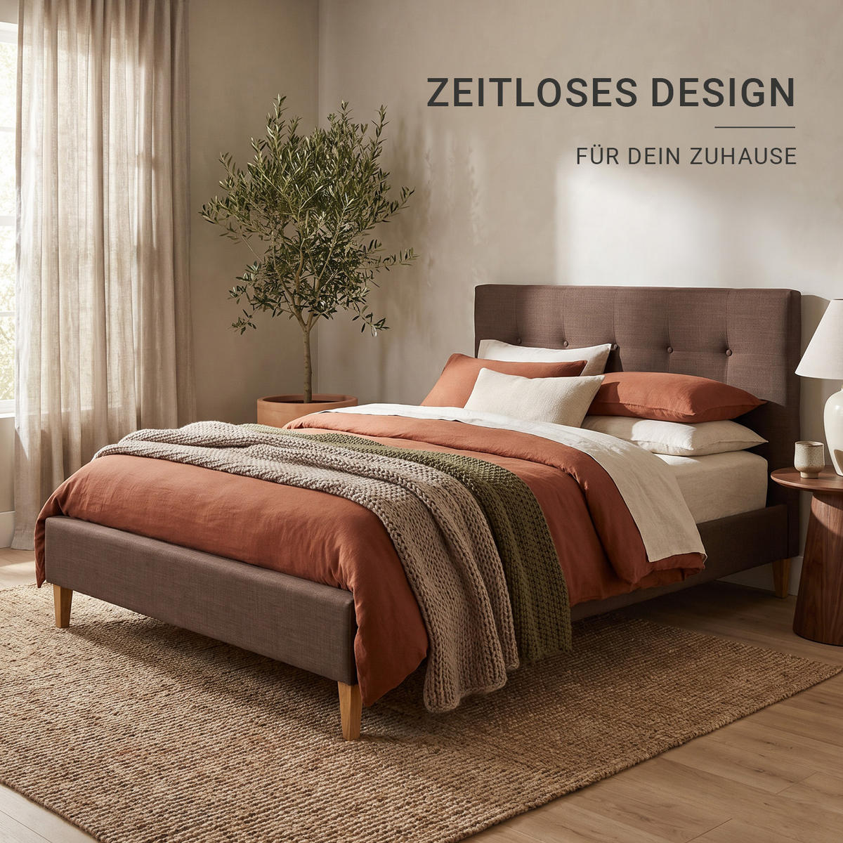 POLSTERBETT mit Lattenrost 180/200 cm in Braun - Braun, Textil (180/200cm) - Homestyle4u