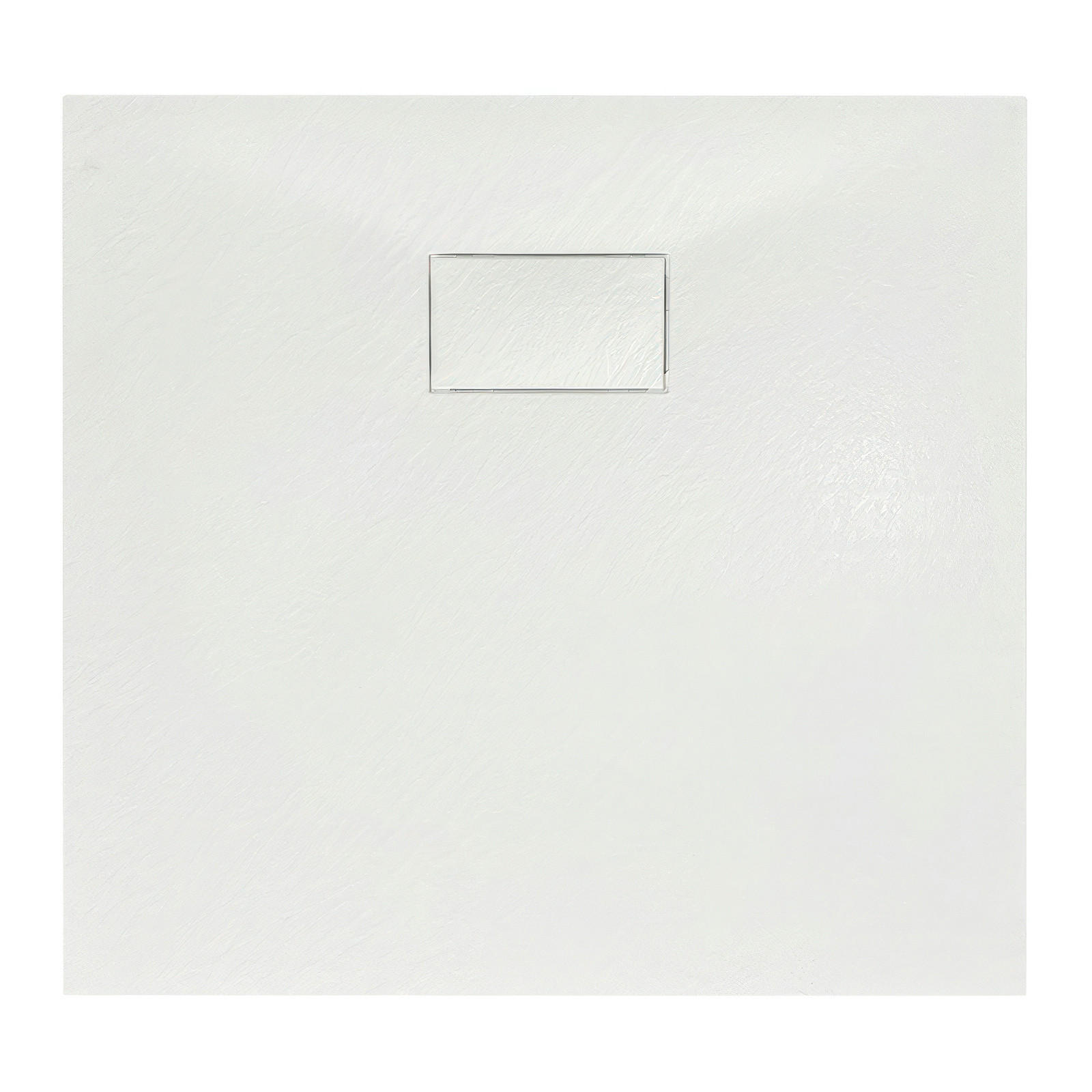DUSCHWANNE vidar quadratisch Steinoptik, 2-tlg. Set mit Ablaufgarnitur, 80/80/3,2 cm - Weiß, Kunststoff (80/80/3.2cm) - bad land