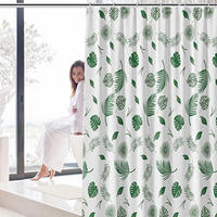 DUSCHVORHANG Weiß Blätter Grün wasserdicht schimmelresistent Badezimmer - Multicolor, Kunststoff (180/180cm) - MCBOSON