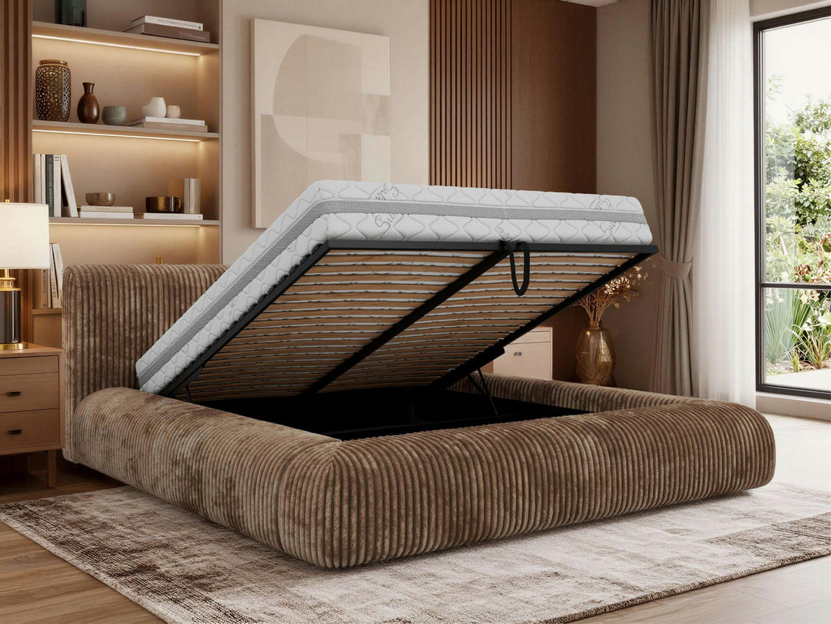 POLSTERBETT TILBEA CLASSIC 180/200 - Braun Cordstoff - ohne Matratze - Braun, Textil (180/200cm) - MKS