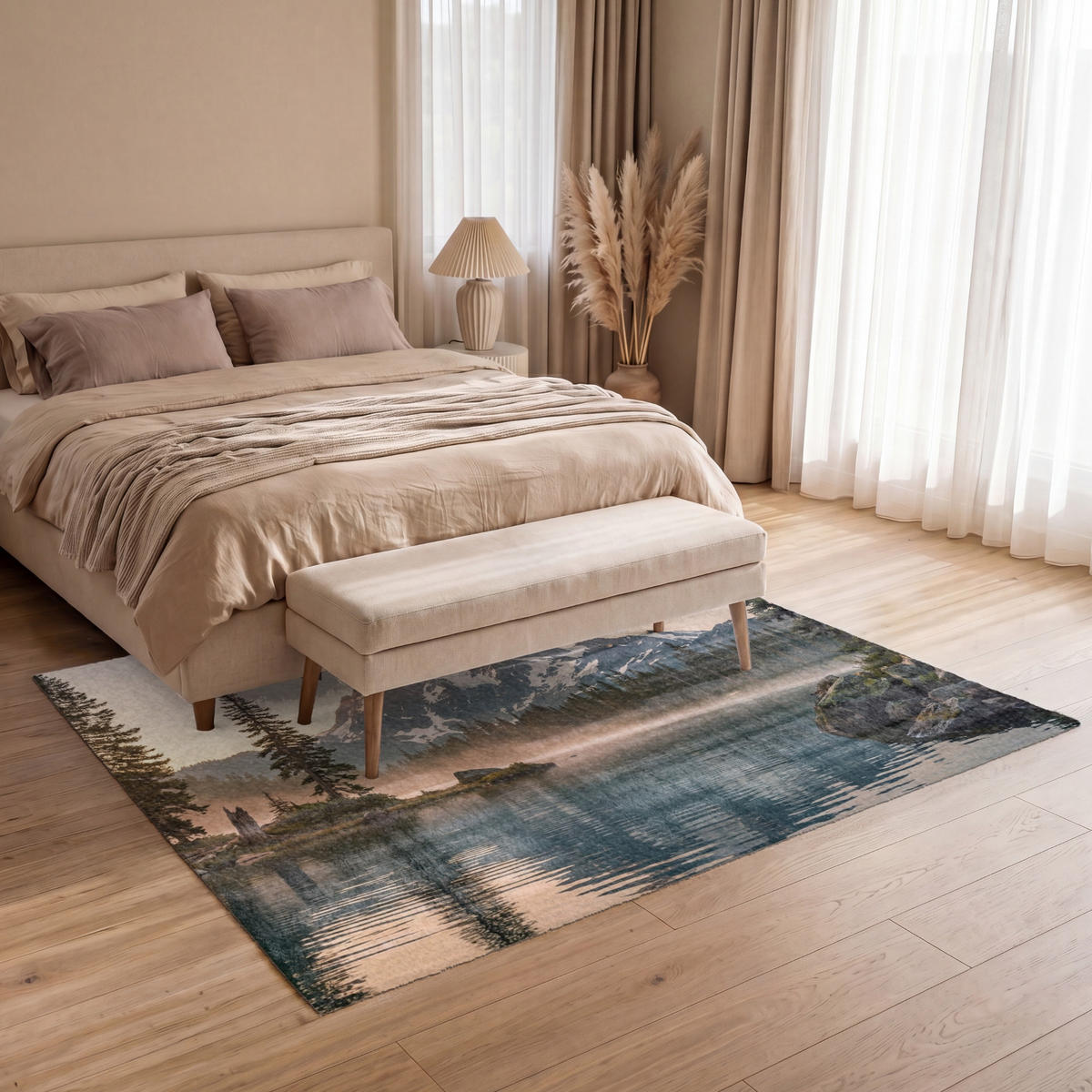 KOBERCE - Hory - Voda - Stromy - 200x140 cm - viacfarebná, textil/plast (200/0.4cm) - OnlyWow