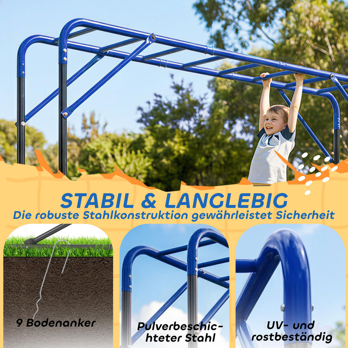 OUTDOOR-KLETTERGERÜST Stahl Schwarz - Schwarz, Metall (190/180/250cm) - AIYAPLAY