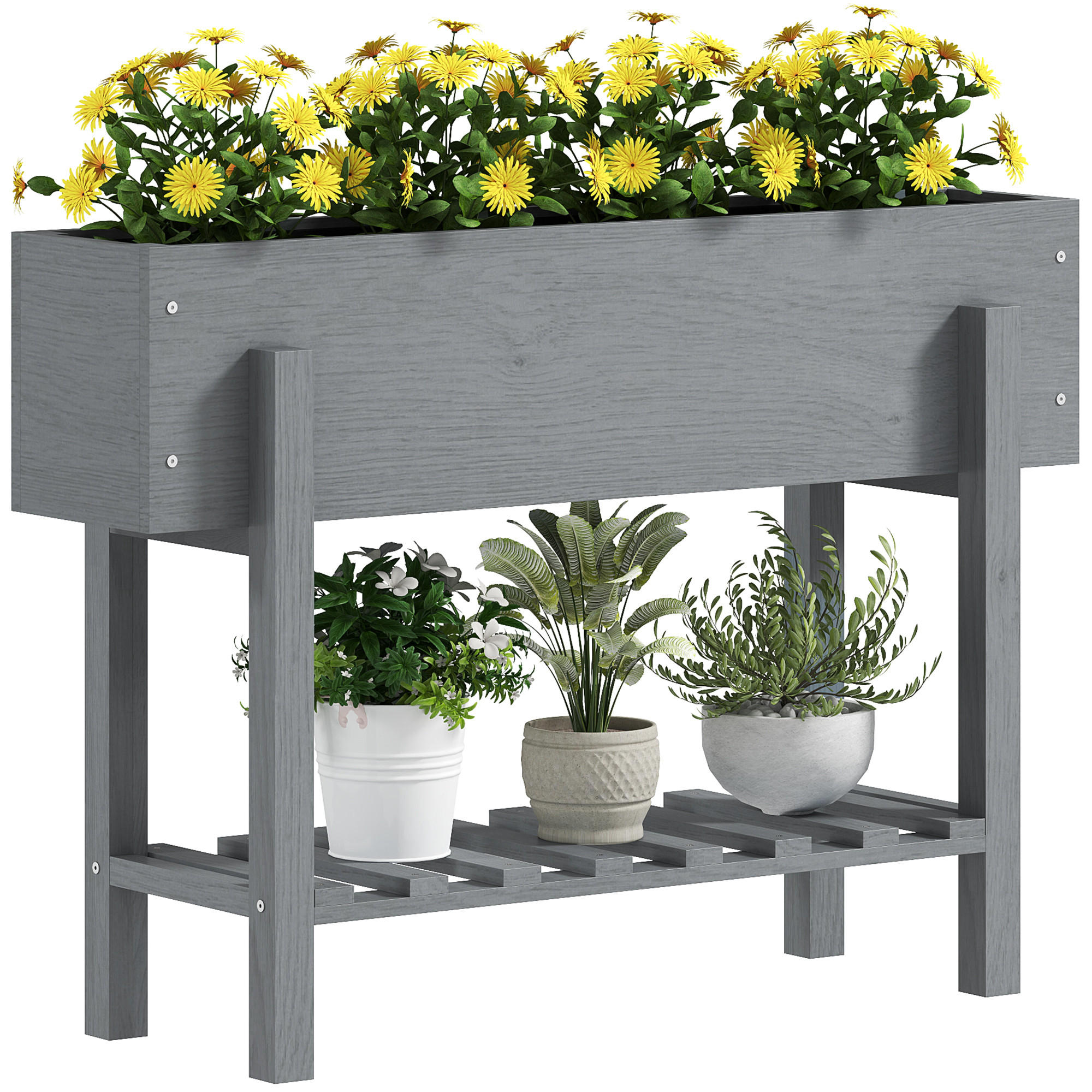 HOCHBEET, Beet mit Bodenablage, 100 x 30 x 70,5 cm, Grau - Multicolor, Holzwerkstoff (100/70.5/30cm) - FORIOUS