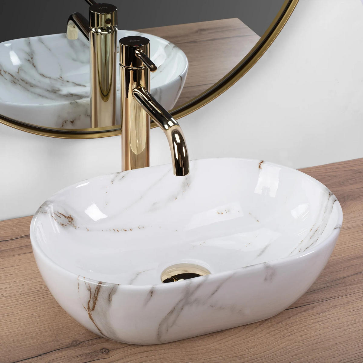 AUFSATZWASCHBECKEN Rea Amelia Mini Aiax Shiny - Weiß, Keramik (26/12/38cm) - REA
