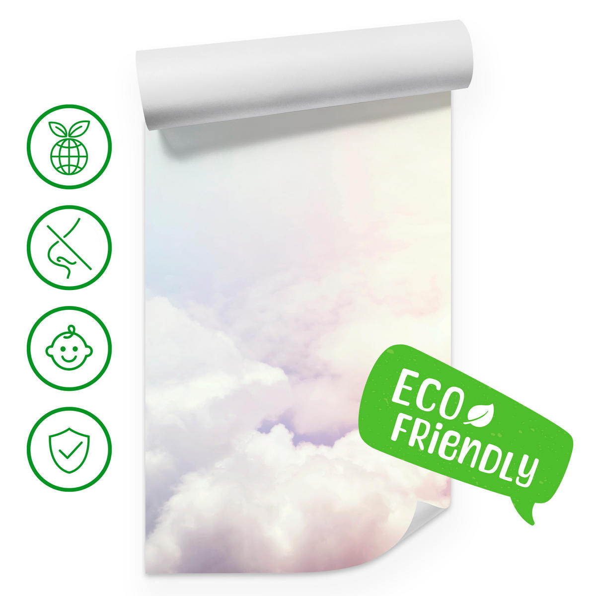 FOTOTAPETE für Schlafzimmer Blau Rosa Himmel Wolken 500x350 - Blau/Beige, Papier (500/350cm) - Muralo